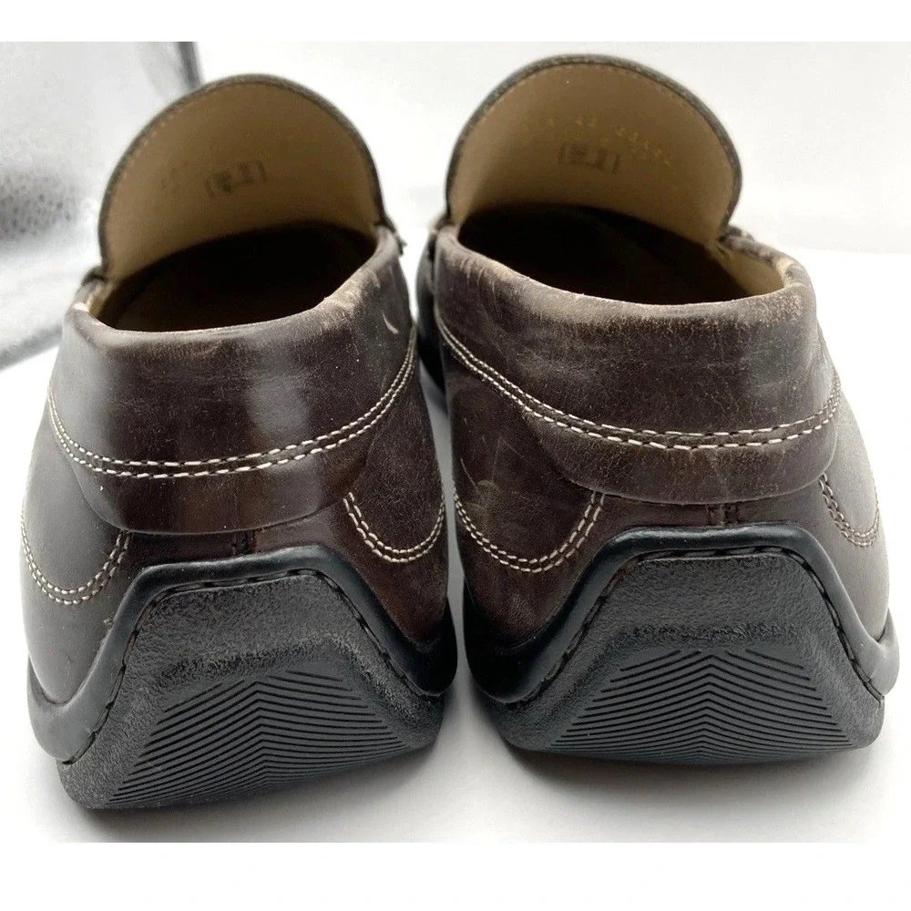 ECCO Leather Driving Loafers Mens Size 9.5 EU 43 Brown Moc Toe Slip On Comfort
